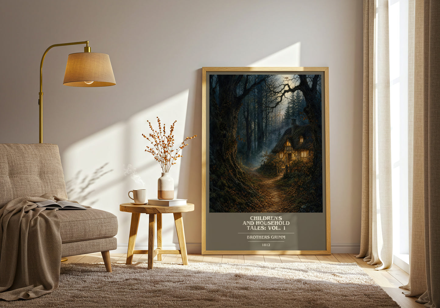 Children'S And Household Tales: Vol. 1 book cover print on bookshelf – Brothers Grimm fan gift