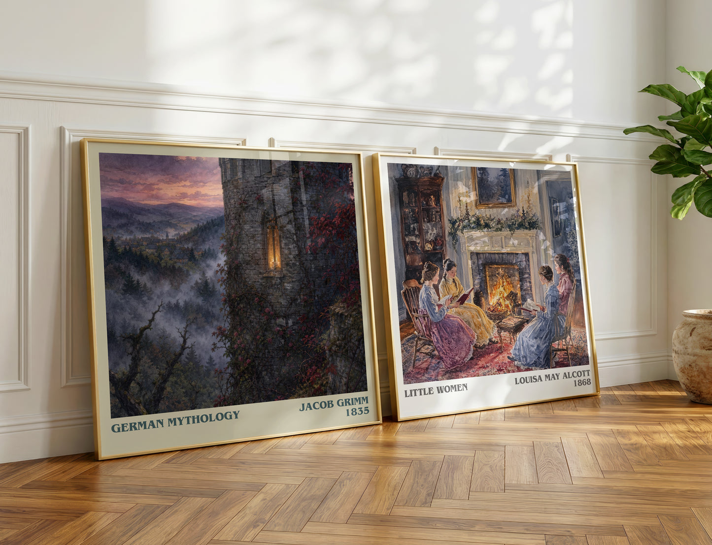 German Mythology literary print on bookshelf – Jacob Grimm fan gift