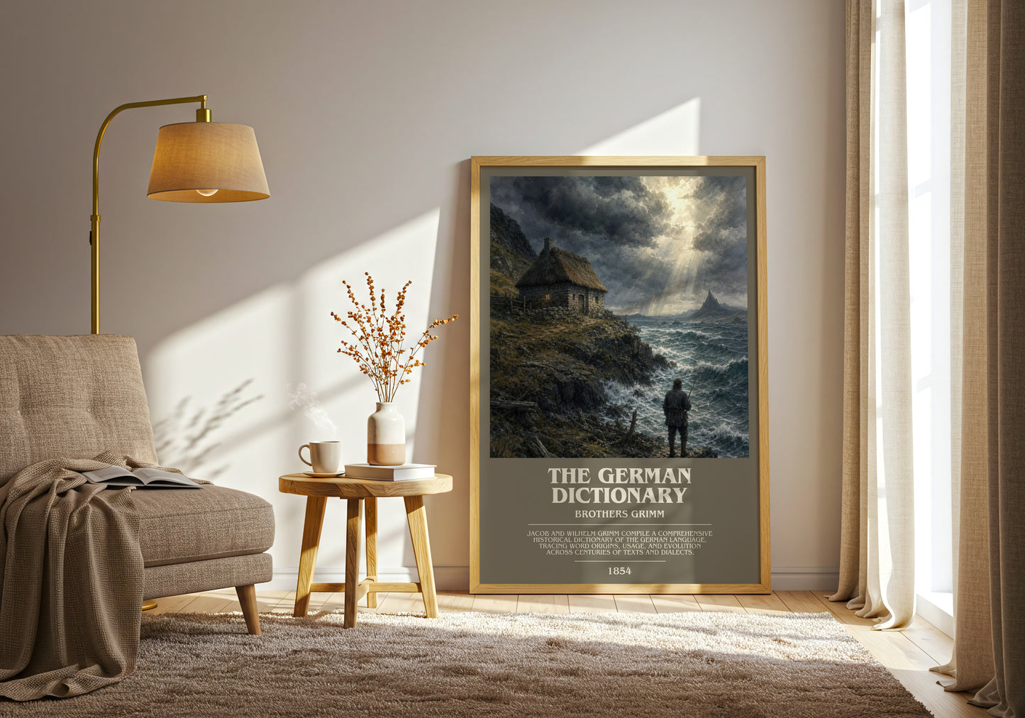 The German Dictionary bookish print on bookshelf – Brothers Grimm fan gift