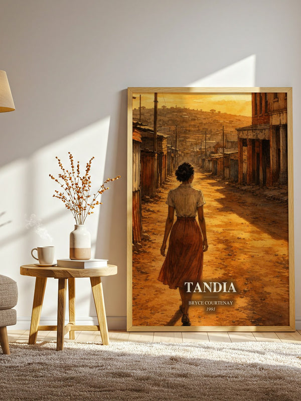 Tandia watercolour print in frame leaning in hallway – historical fiction wall art