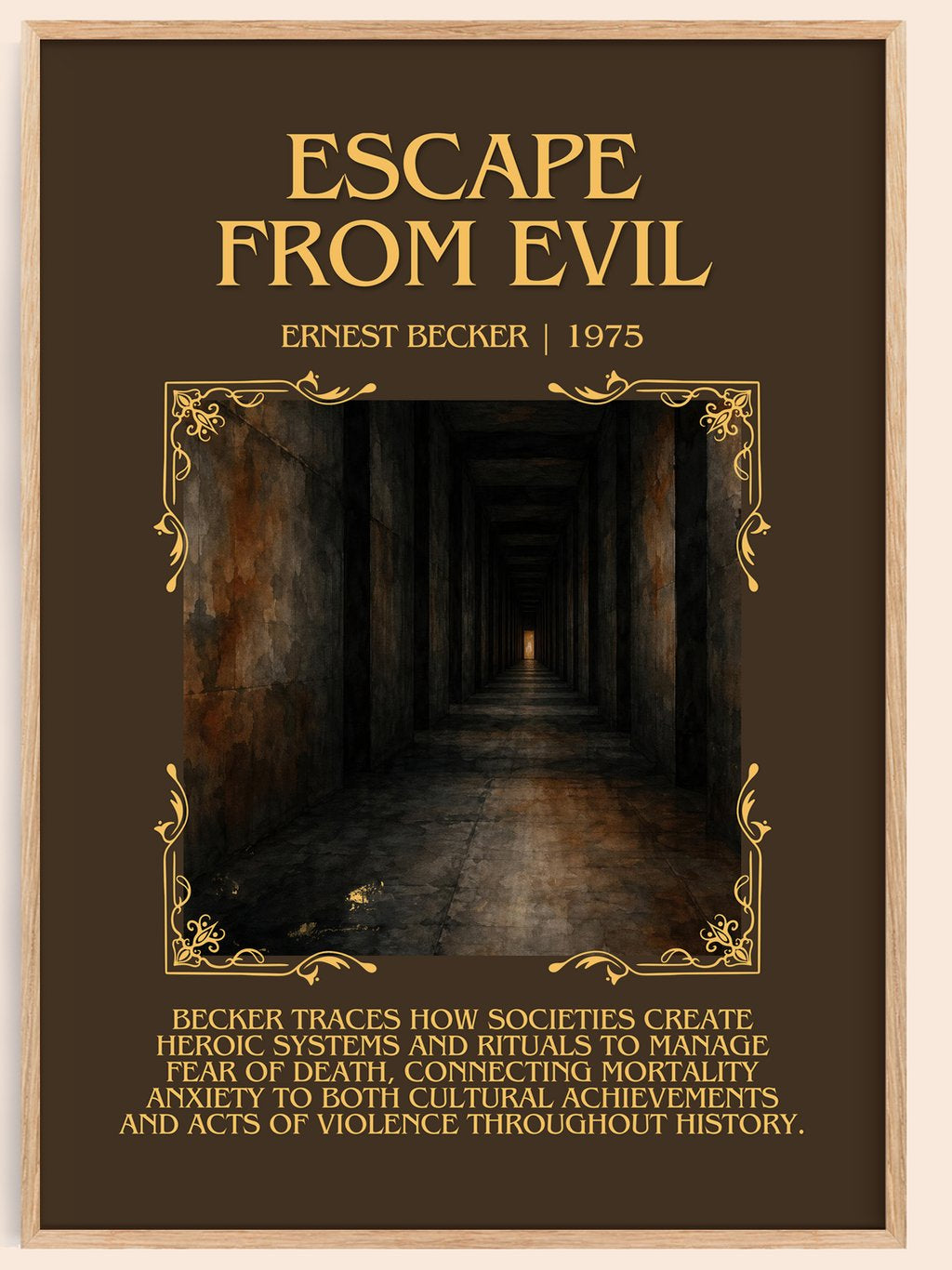 Escape from Evil Minimalist Book Poster by Ernest Becker – book poster