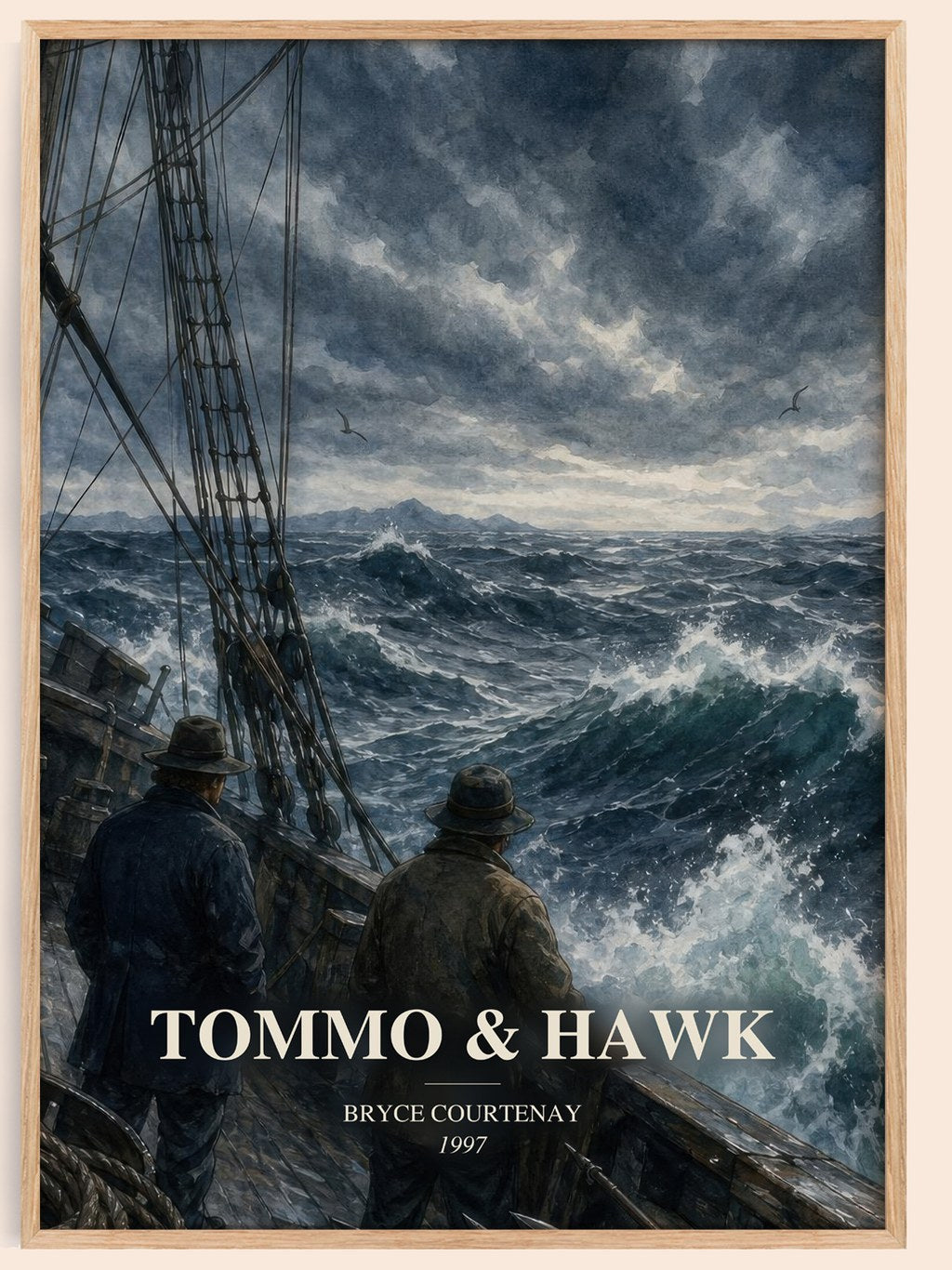 Tommo & Hawk watercolour book poster by Bryce Courtenay – framed literary art print