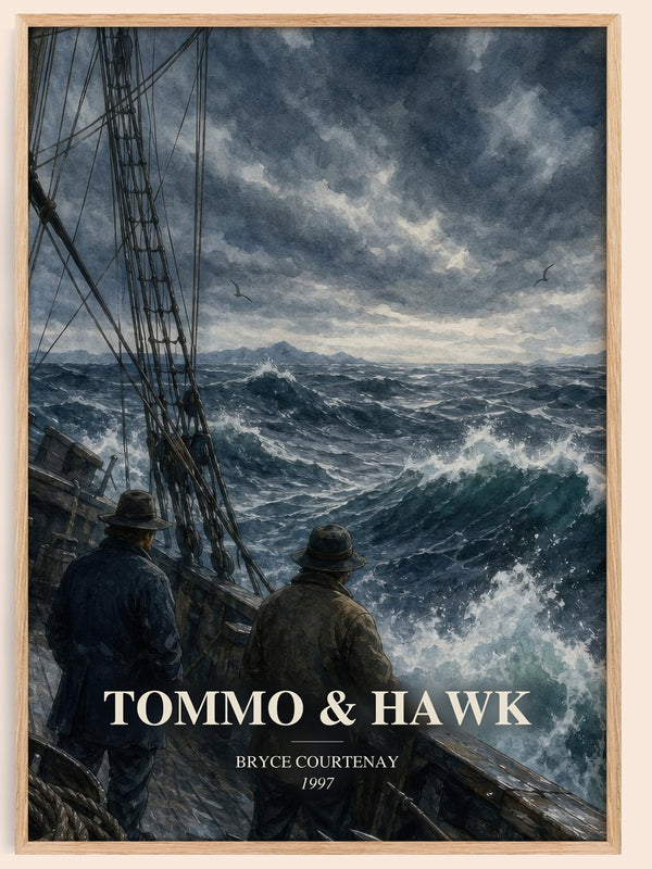 Tommo & Hawk watercolour book poster by Bryce Courtenay – framed literary art print