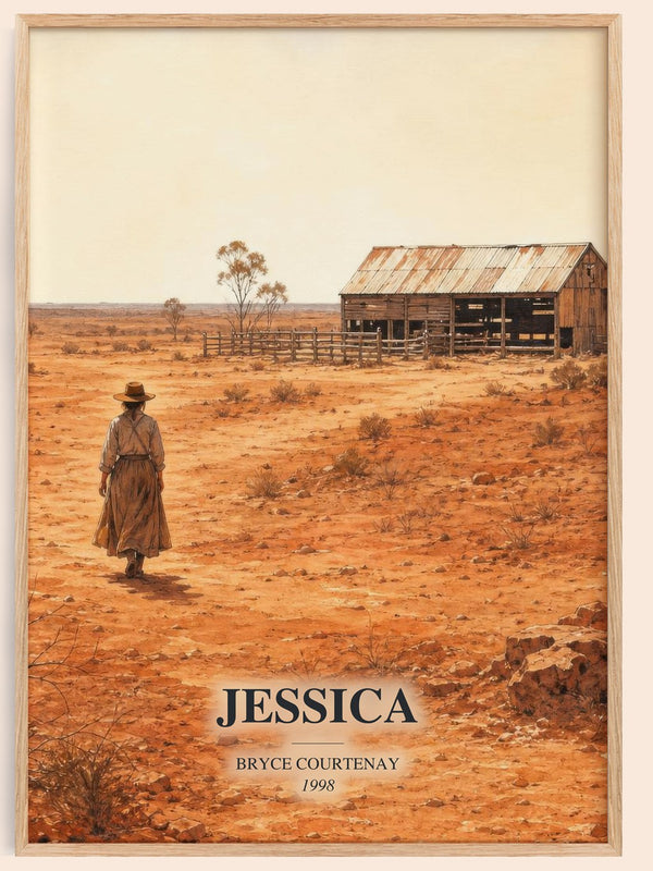Jessica watercolour book poster by Bryce Courtenay – framed literary art print