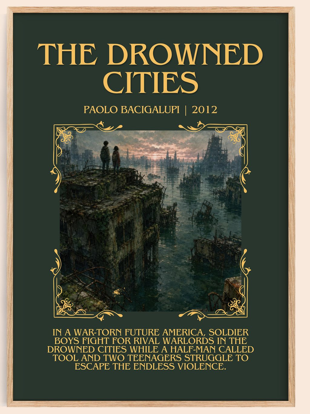 The drowned cities Minimalist Book Poster by Paolo Bacigalupi – book poster