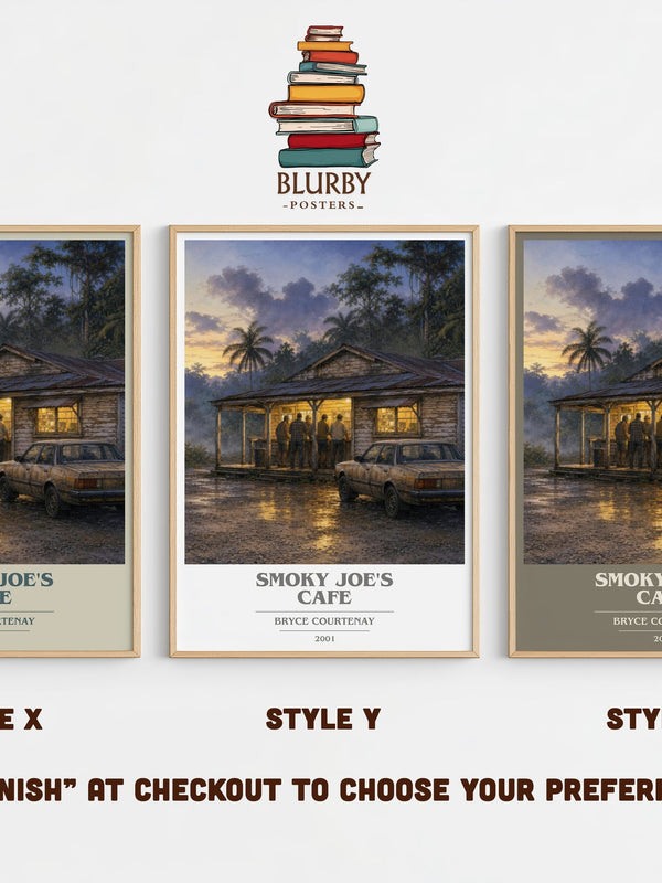 Smoky Joe'S Cafe book cover print in frame leaning in hallway – historical fiction wall art
