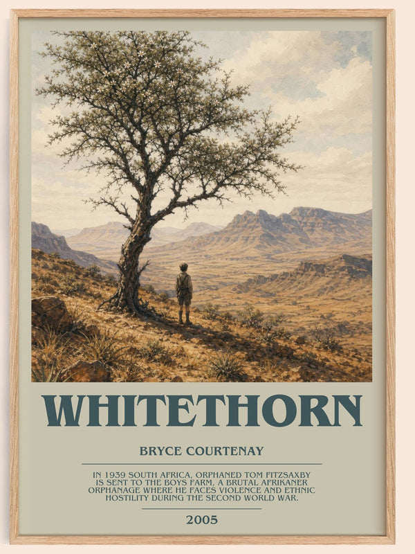 Whitethorn bookish book poster by Bryce Courtenay – framed literary art print