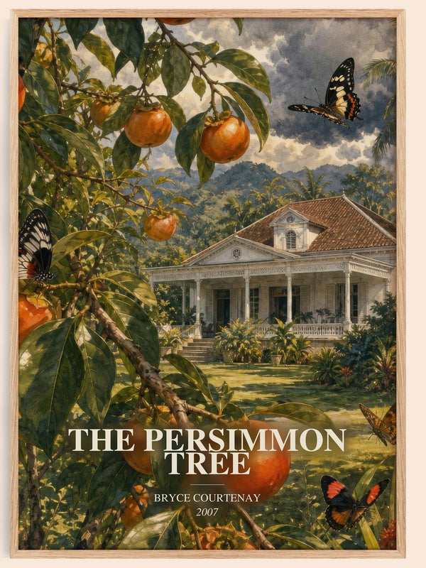 The Persimmon Tree watercolour book poster by Bryce Courtenay – framed literary art print