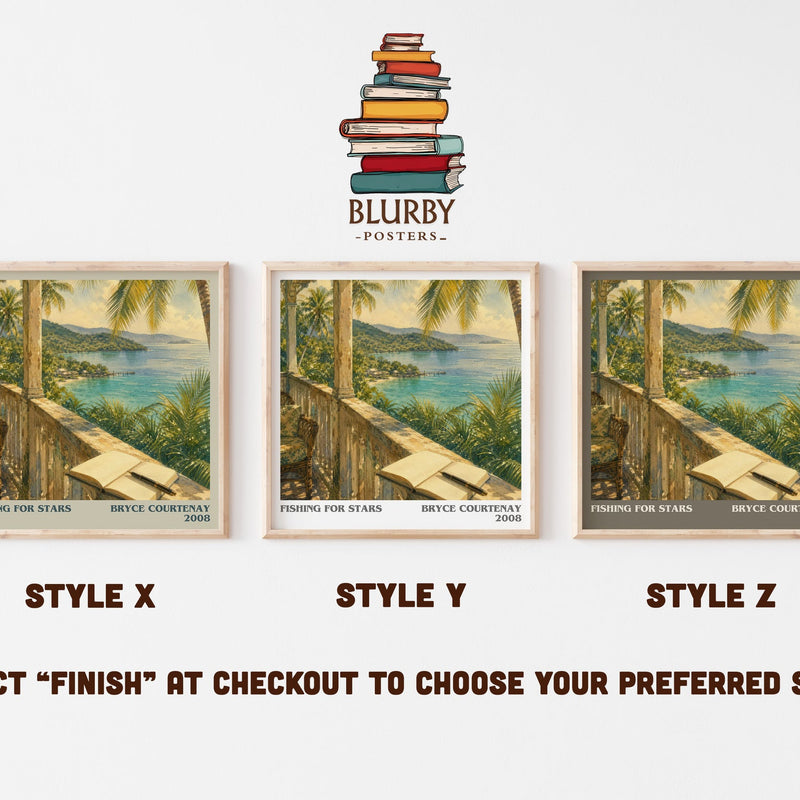 Fishing For Stars literary print in frame leaning in hallway – historical fiction wall art