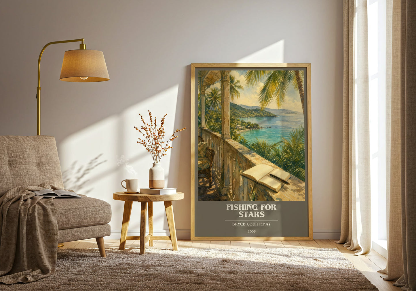 Fishing For Stars book cover print on bookshelf – Bryce Courtenay fan gift
