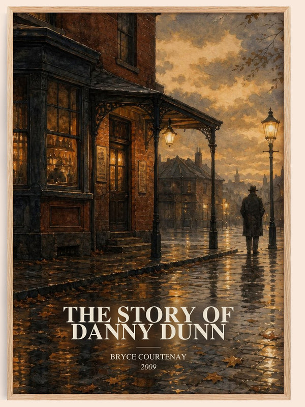 The Story Of Danny Dunn watercolour book poster by Bryce Courtenay – framed literary art print