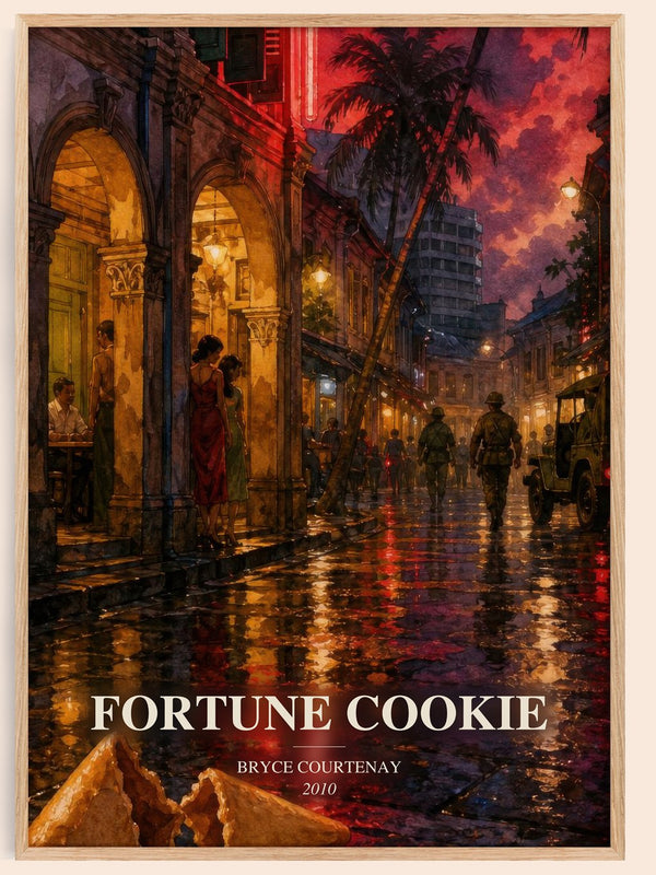 Fortune Cookie watercolour book poster by Bryce Courtenay – framed literary art print