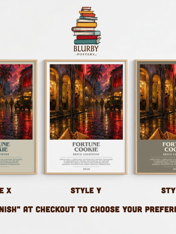 Fortune Cookie bookish print in frame leaning in hallway – thriller wall art