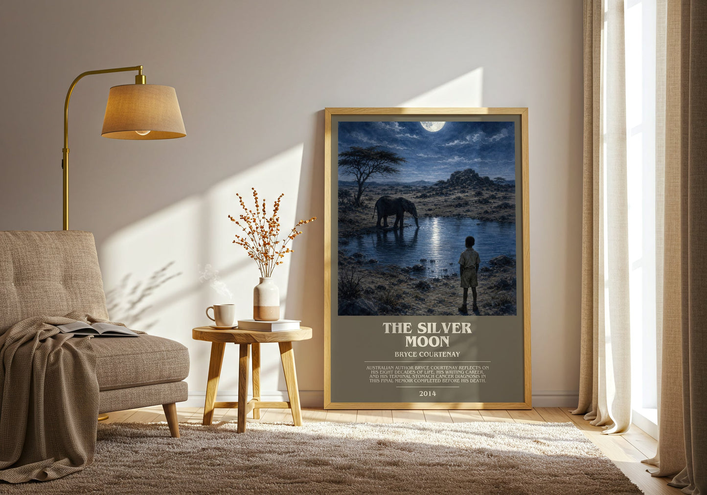 The Silver Moon bookish print on bookshelf – Bryce Courtenay fan gift