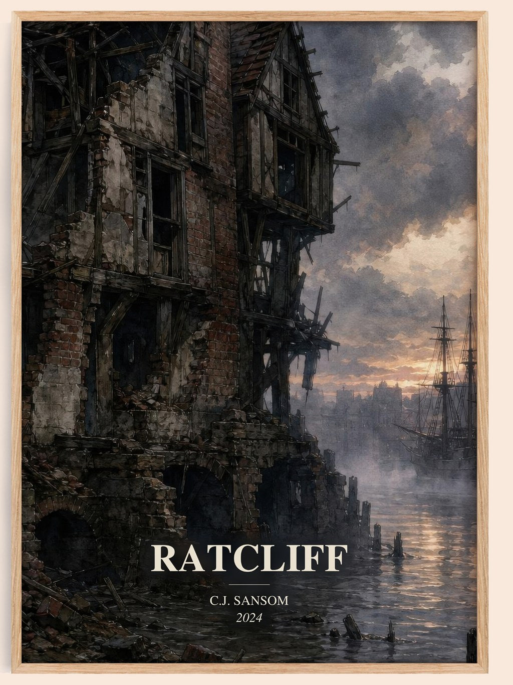Ratcliff watercolour book poster by C.J. Sansom – framed literary art print