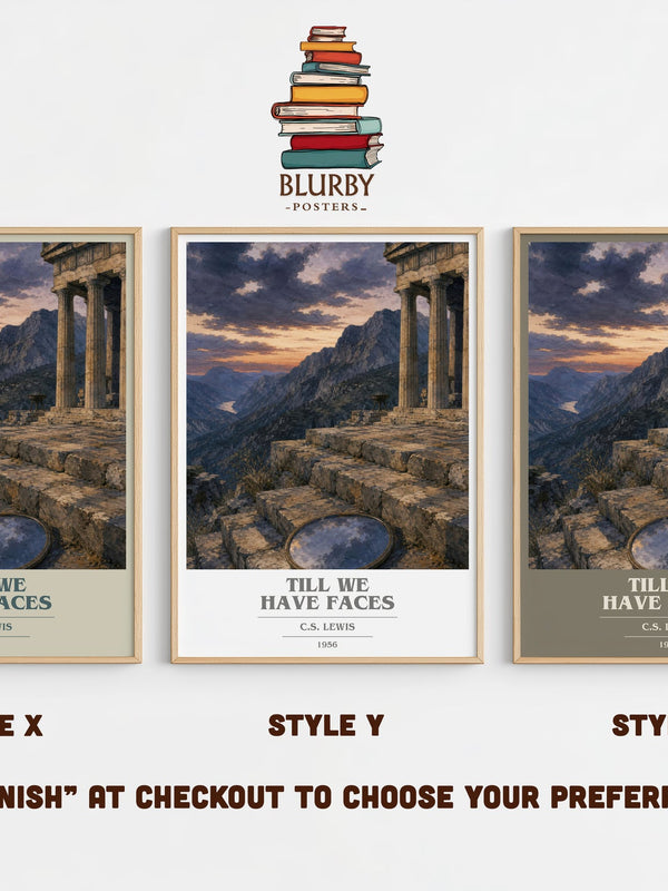 Till We Have Faces book cover print in frame leaning in hallway – fantasy wall art