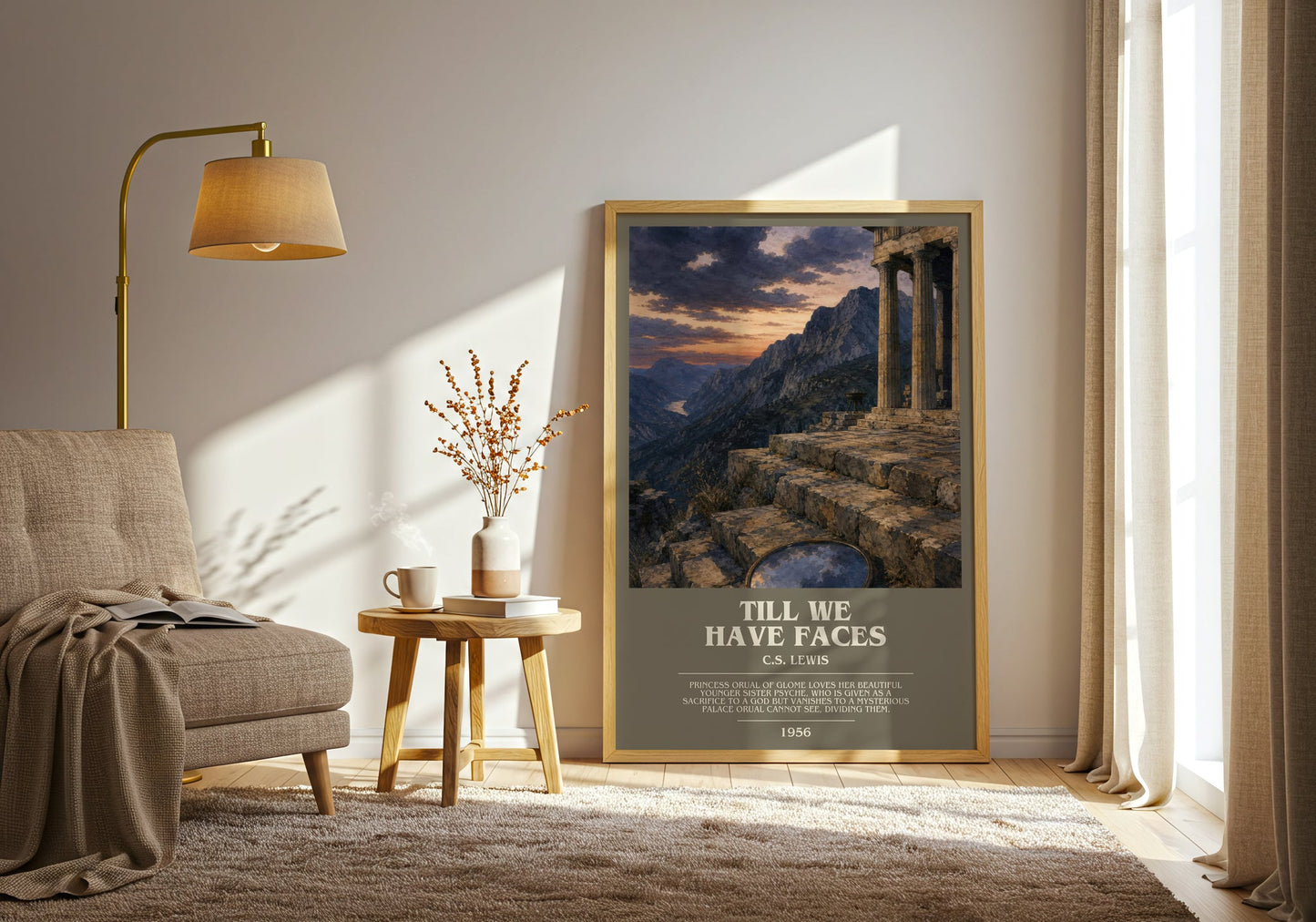 Till We Have Faces bookish print on bookshelf – C.S. Lewis fan gift