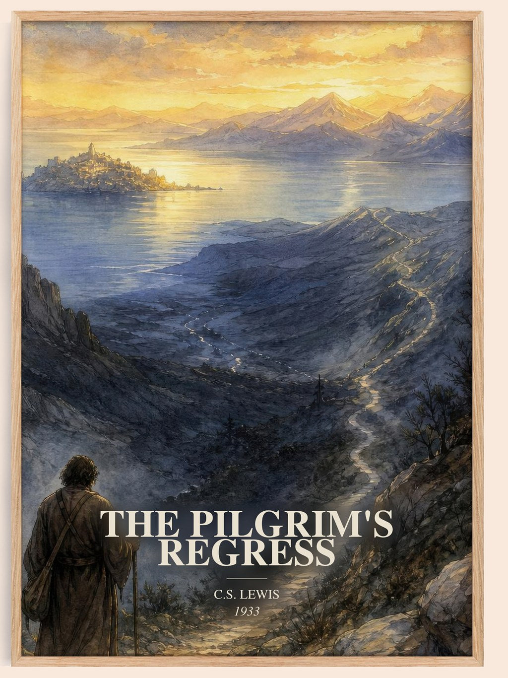 The Pilgrim'S Regress watercolour book poster by C.S. Lewis – framed literary art print