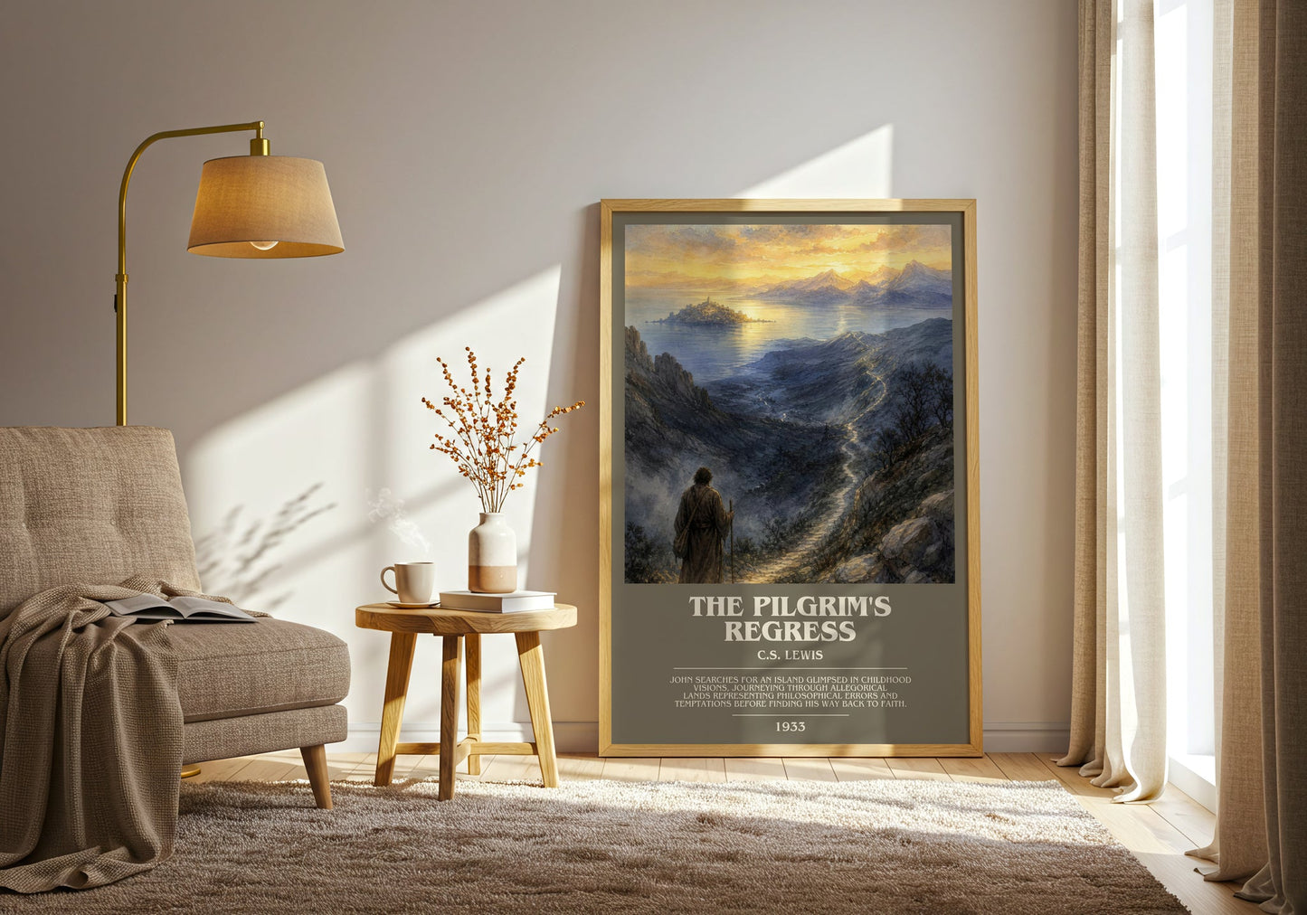 The Pilgrim'S Regress bookish print on bookshelf – C.S. Lewis fan gift