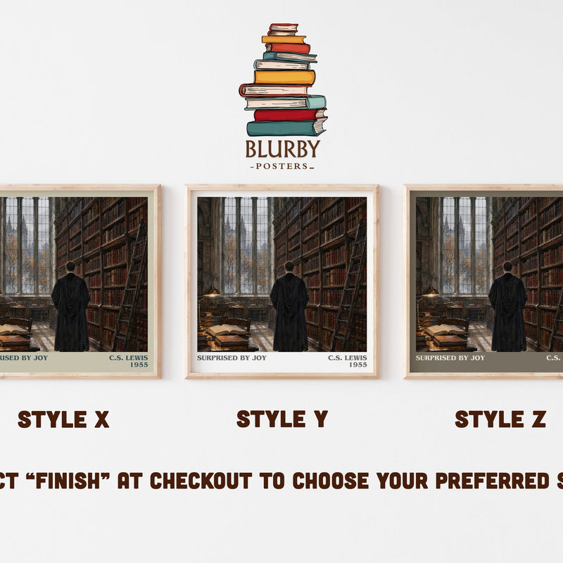 Surprised By Joy literary print in frame leaning in hallway – memoir wall art