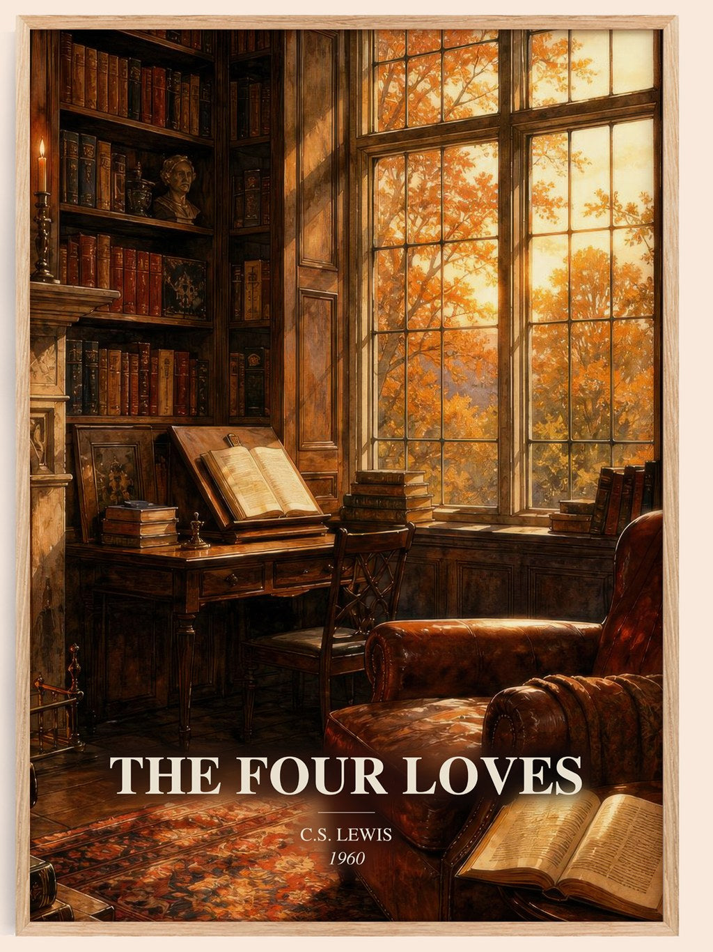 The Four Loves watercolour book poster by C.S. Lewis – framed literary art print