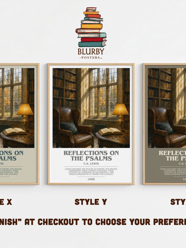 Reflections On The Psalms bookish print in frame leaning in hallway – non fiction wall art