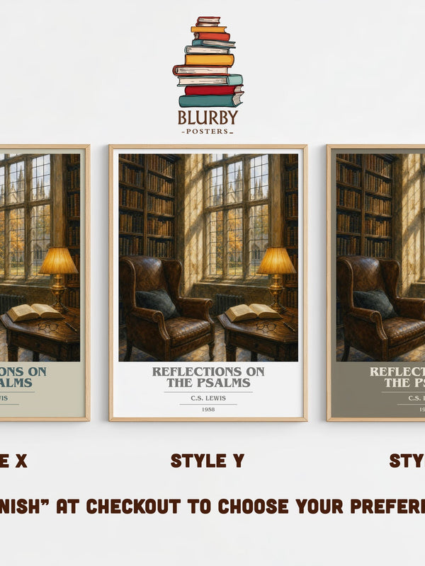 Reflections On The Psalms book cover print in frame leaning in hallway – non fiction wall art