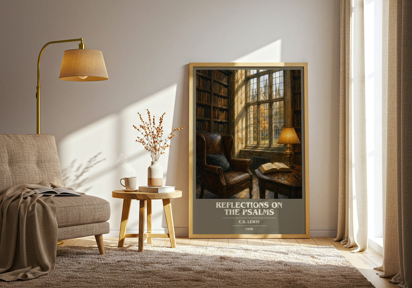 Reflections On The Psalms book cover print on bookshelf – C.S. Lewis fan gift