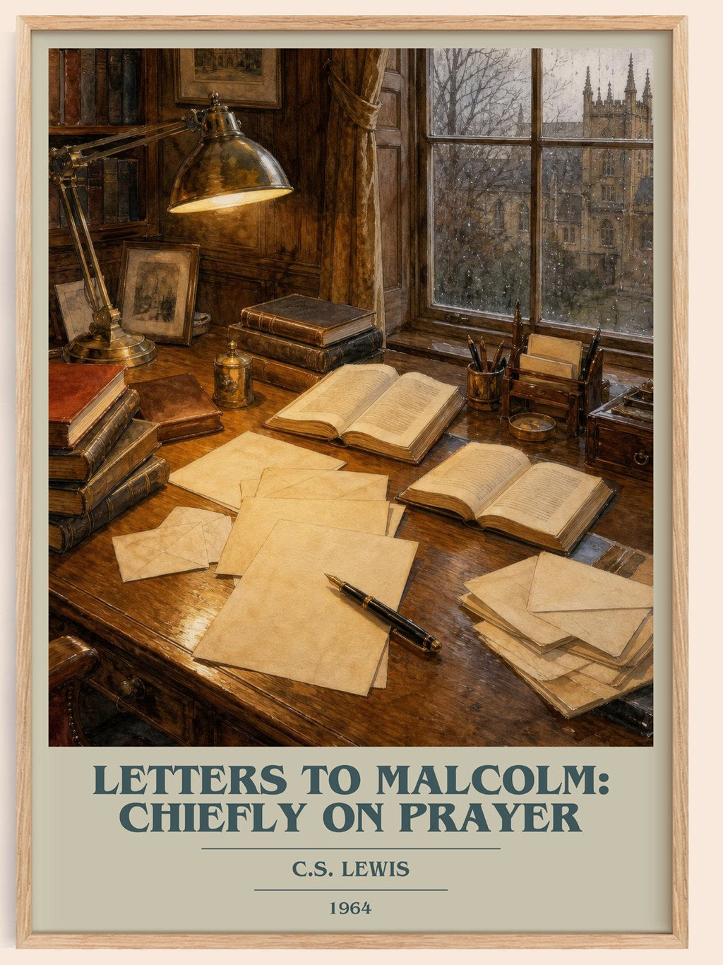 Letters To Malcolm: Chiefly On Prayer book cover book poster by C.S. Lewis – framed literary art print