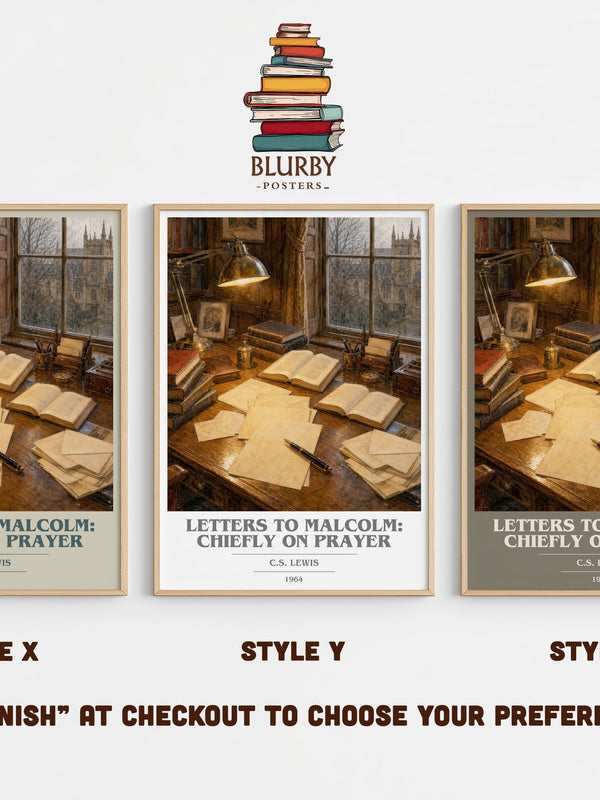 Letters To Malcolm: Chiefly On Prayer book cover print in frame leaning in hallway – philosophy wall art