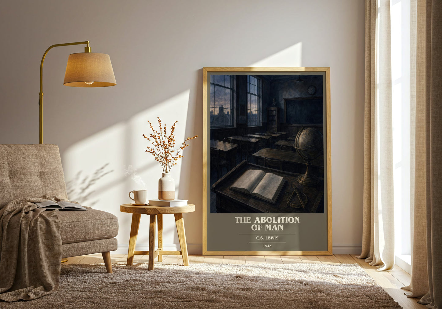 The Abolition Of Man book cover print on bookshelf – C.S. Lewis fan gift