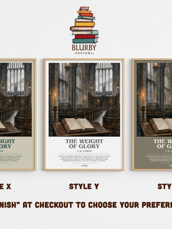The Weight Of Glory bookish print in frame leaning in hallway – non fiction wall art