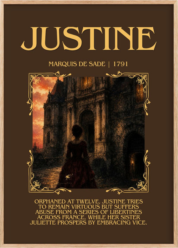 Justine Minimalist Book Poster by Marquis de Sade