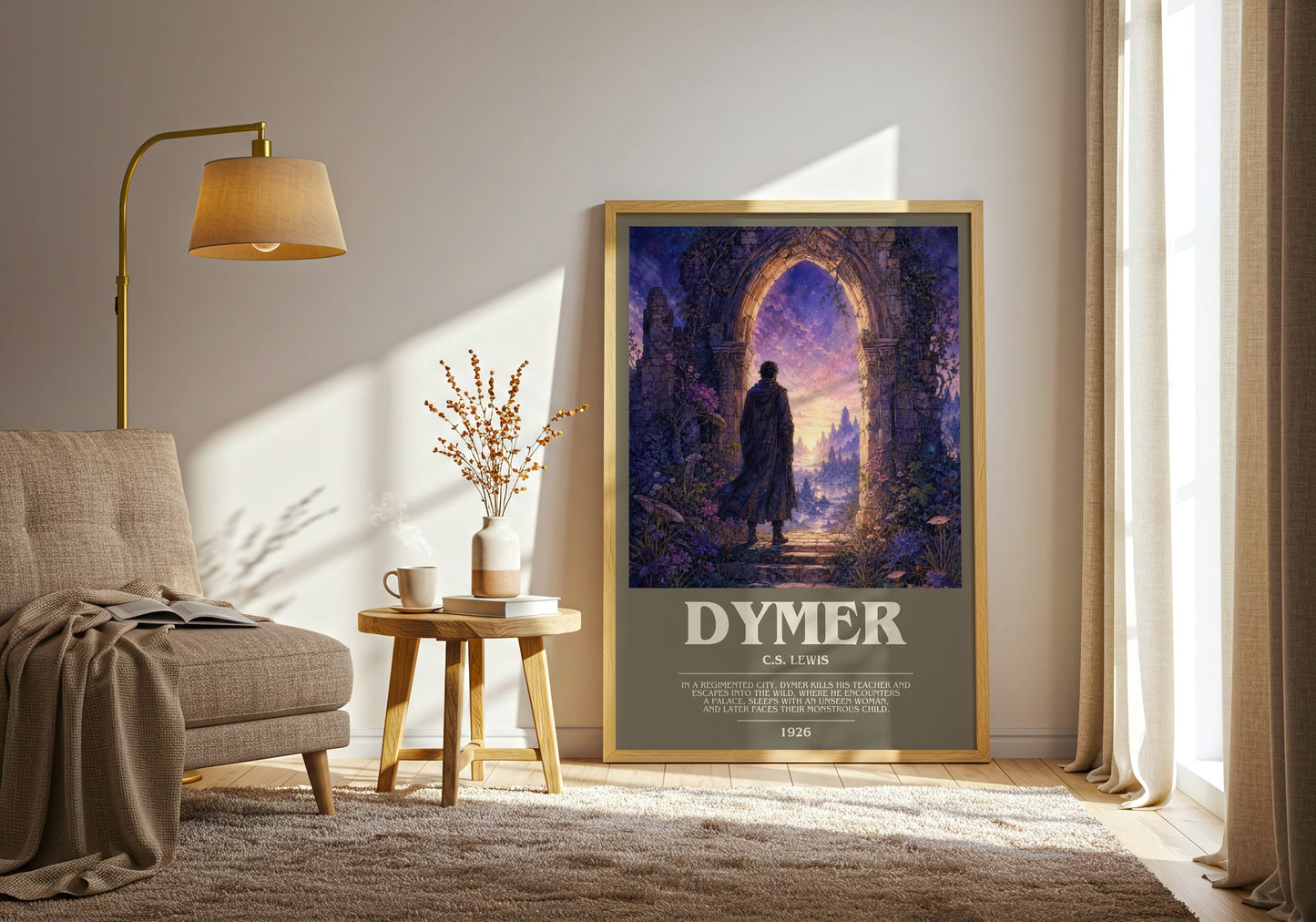 Dymer bookish print on bookshelf – C.S. Lewis fan gift