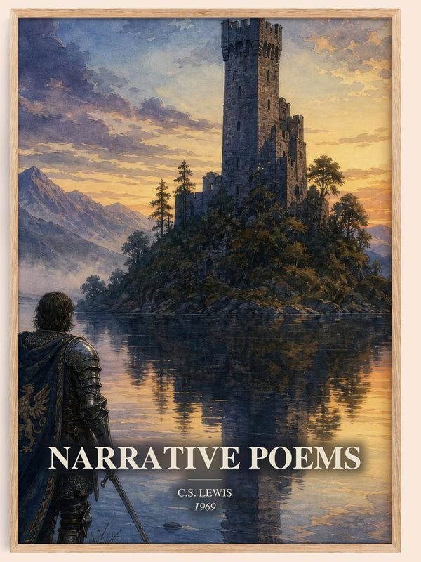 Narrative Poems watercolour book poster by C.S. Lewis – framed literary art print
