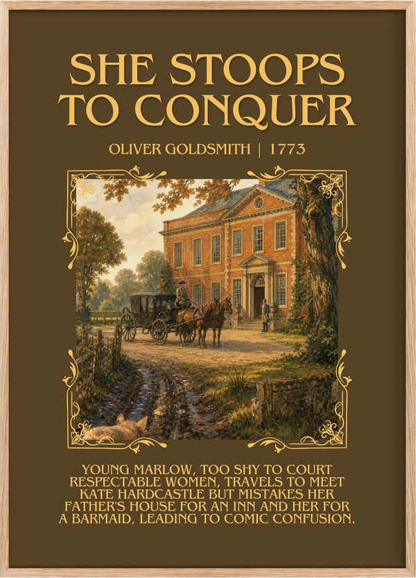 She Stoops To Conquer Minimalist Book Poster by Oliver Goldsmith