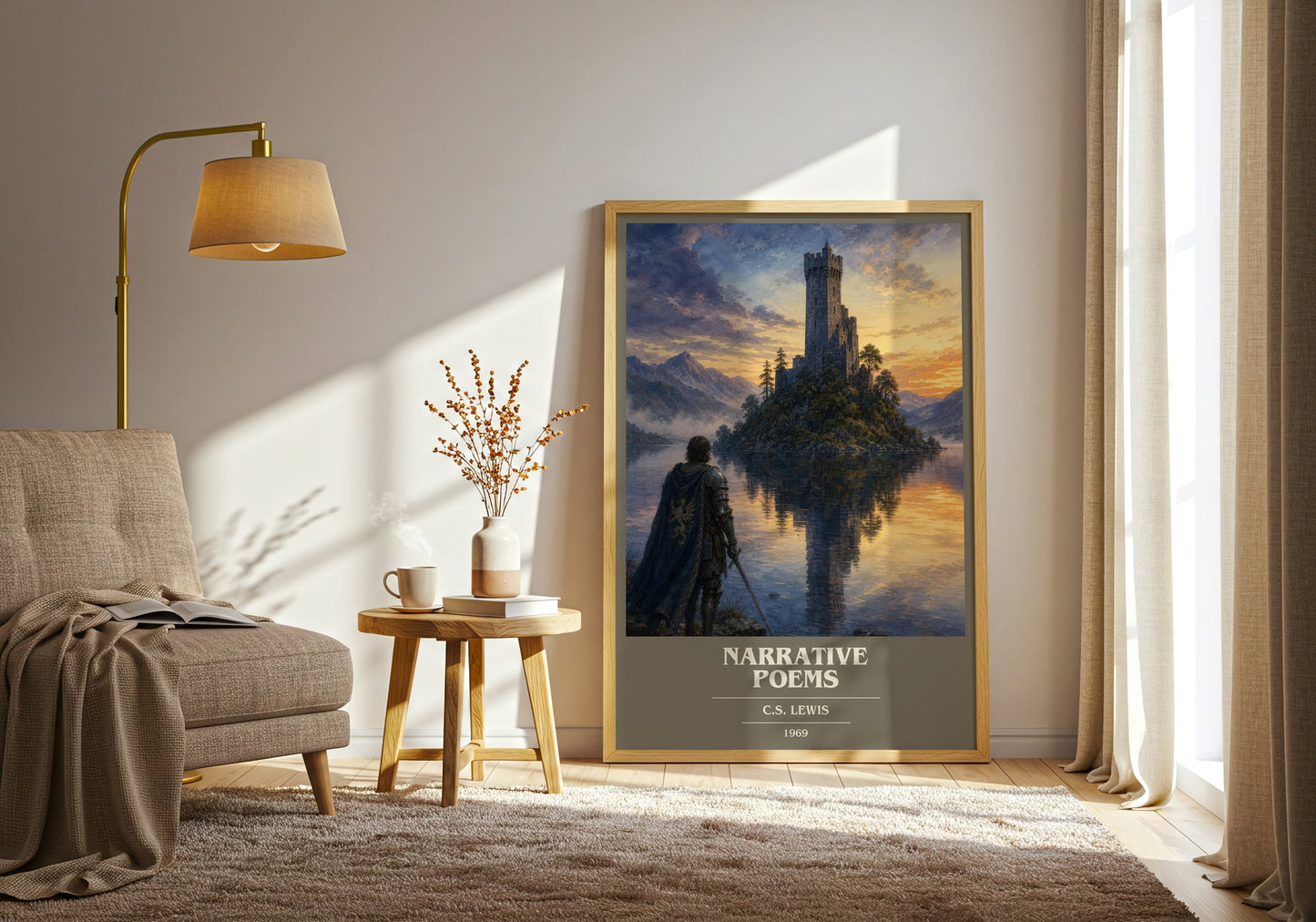 Narrative Poems book cover print on bookshelf – C.S. Lewis fan gift