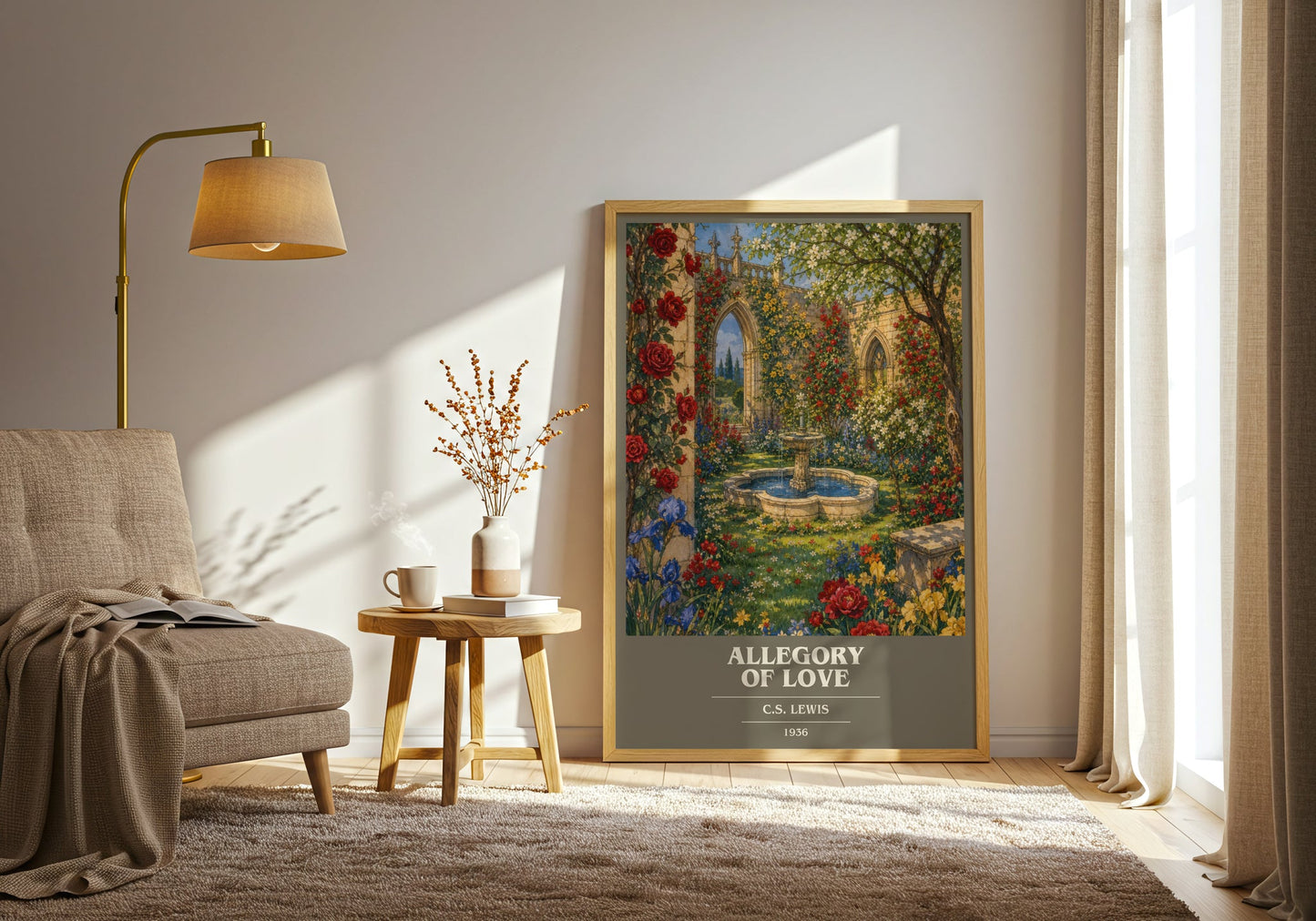 Allegory Of Love book cover print on bookshelf – C.S. Lewis fan gift