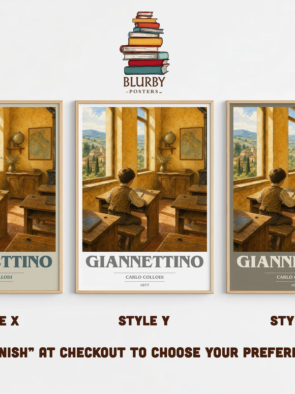 Giannettino book cover print in frame leaning in hallway – childrens wall art