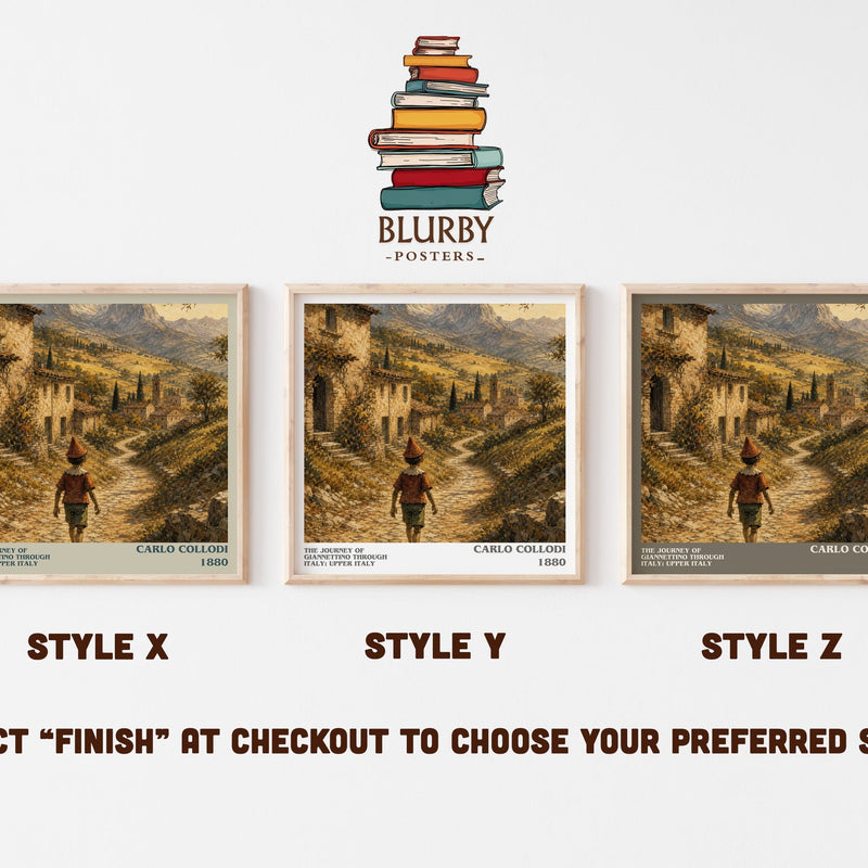 The Journey Of Giannettino Through Italy: Upper Italy literary print in frame leaning in hallway – childrens wall art
