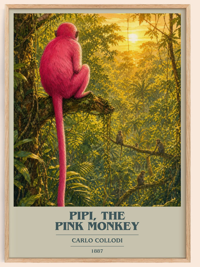 Pipi, The Pink Monkey Book Cover Poster by Carlo Collodi