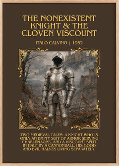 nonexistent knight & The cloven viscount Minimalist Book Poster by Italo Calvino