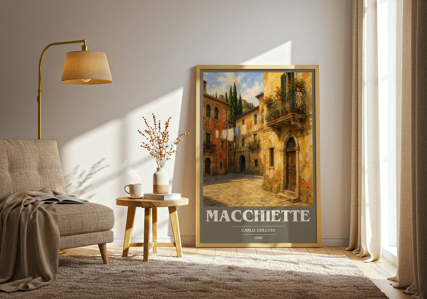 Macchiette book cover print on bookshelf – Carlo Collodi fan gift