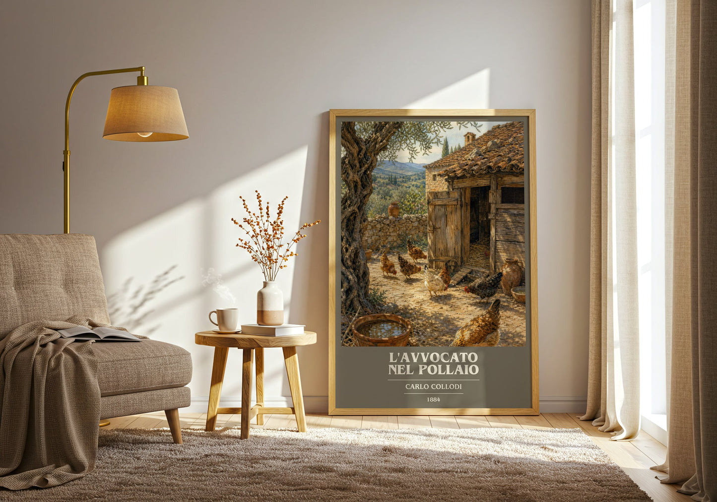 L'Avvocato Nel Pollaio book cover print on bookshelf – Carlo Collodi fan gift