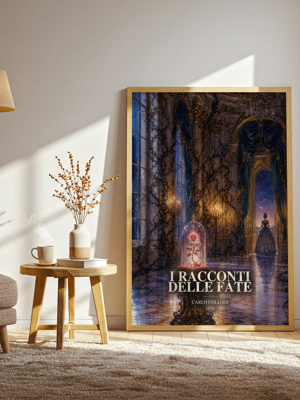 I Racconti Delle Fate watercolour print in frame leaning in hallway – childrens wall art