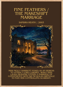 Fine Feathers / The Makeshift Marriage Minimalist Book Poster by Sandra Heath