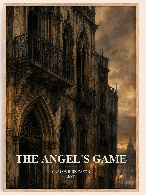 The Angel'S Game watercolour book poster by Carlos Ruiz Zafón – framed literary art print