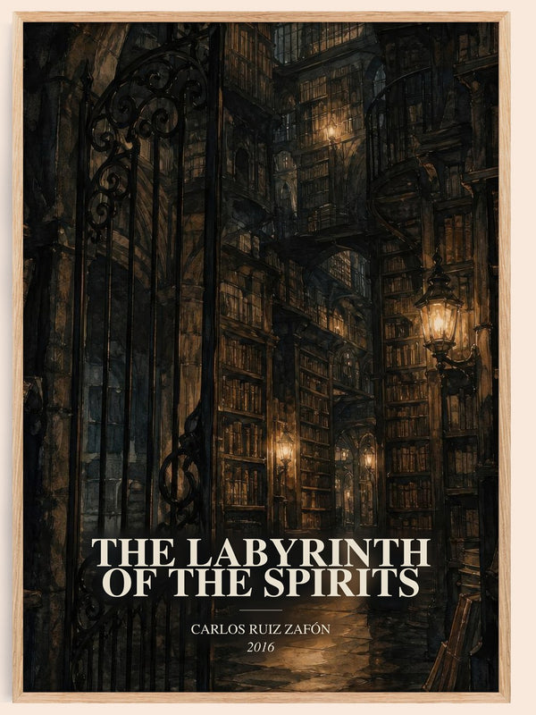 The Labyrinth Of The Spirits watercolour book poster by Carlos Ruiz Zafón – framed literary art print