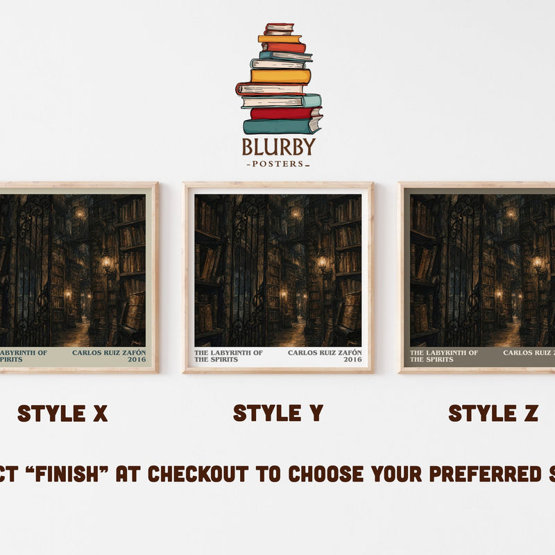 The Labyrinth Of The Spirits literary print in frame leaning in hallway – mystery wall art