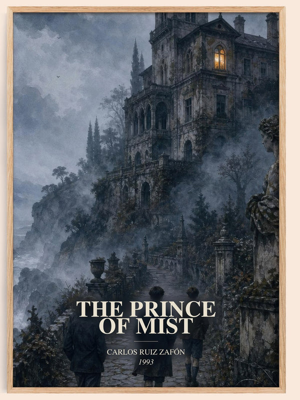 The Prince Of Mist watercolour book poster by Carlos Ruiz Zafón – framed literary art print